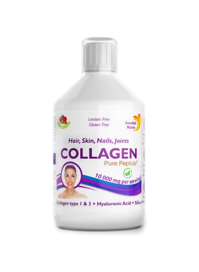 Liquid Collagen 10,000mg Sugar Free 500ml | Pure Hydrolyzed Bovine Collagen Peptides (Type I & III) | Hyaluronic Acid, Biotin | Skin, Hair, Nails - 20 Day Supply